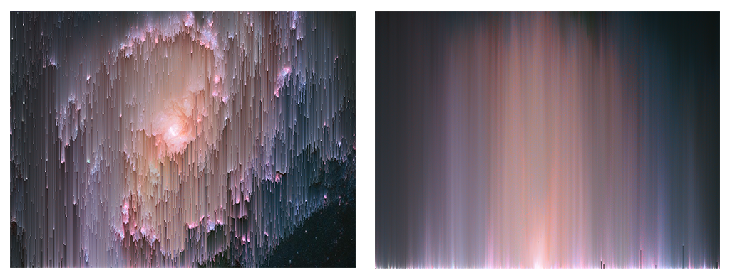 A comparison a galaxy partially sorted beside the same galaxy completed sorted.